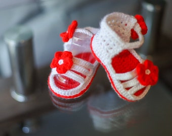 Sandales bébé au crochet, chaussons fleuris faits main, 3-6 mois