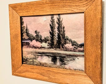 希少】ビンテージ/Robert Wood 複製油彩画 風景画 1953年USA 希少