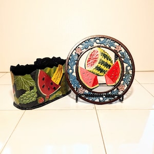 Watermelon Kitchen decor - trivet and fruit bin