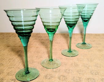 Hand Blown Martini Green Glass MCM 6oz