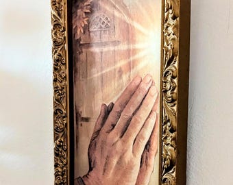 Vintage ; MCM -Burwood / Praying Hands / Wall Display / Religious Reflection