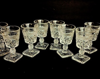 1930's "Imperial Glass" mfg.in Ohio - Stemmed 3oz Whiskey Glasses - 8pc