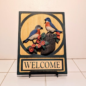 Blue Bird Perch- 3D Welcome sign - entrance decor