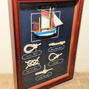 Vintage : Nautical  Wood Framed - Shadow-Box / Sail Boat & Knot Display / Wall Art