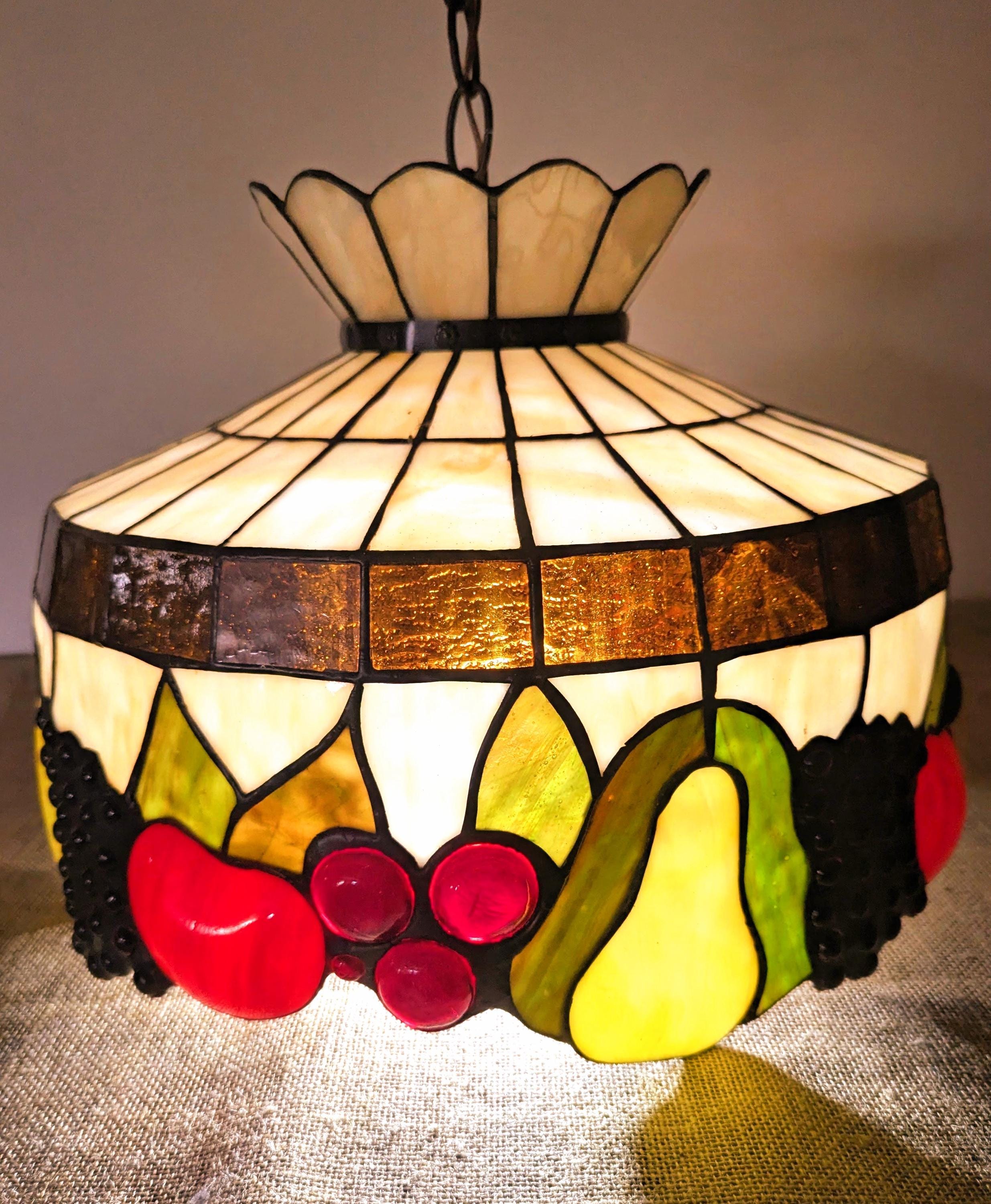 Stained Glass Fruit Hanging Lamp Vintage - Etsy
