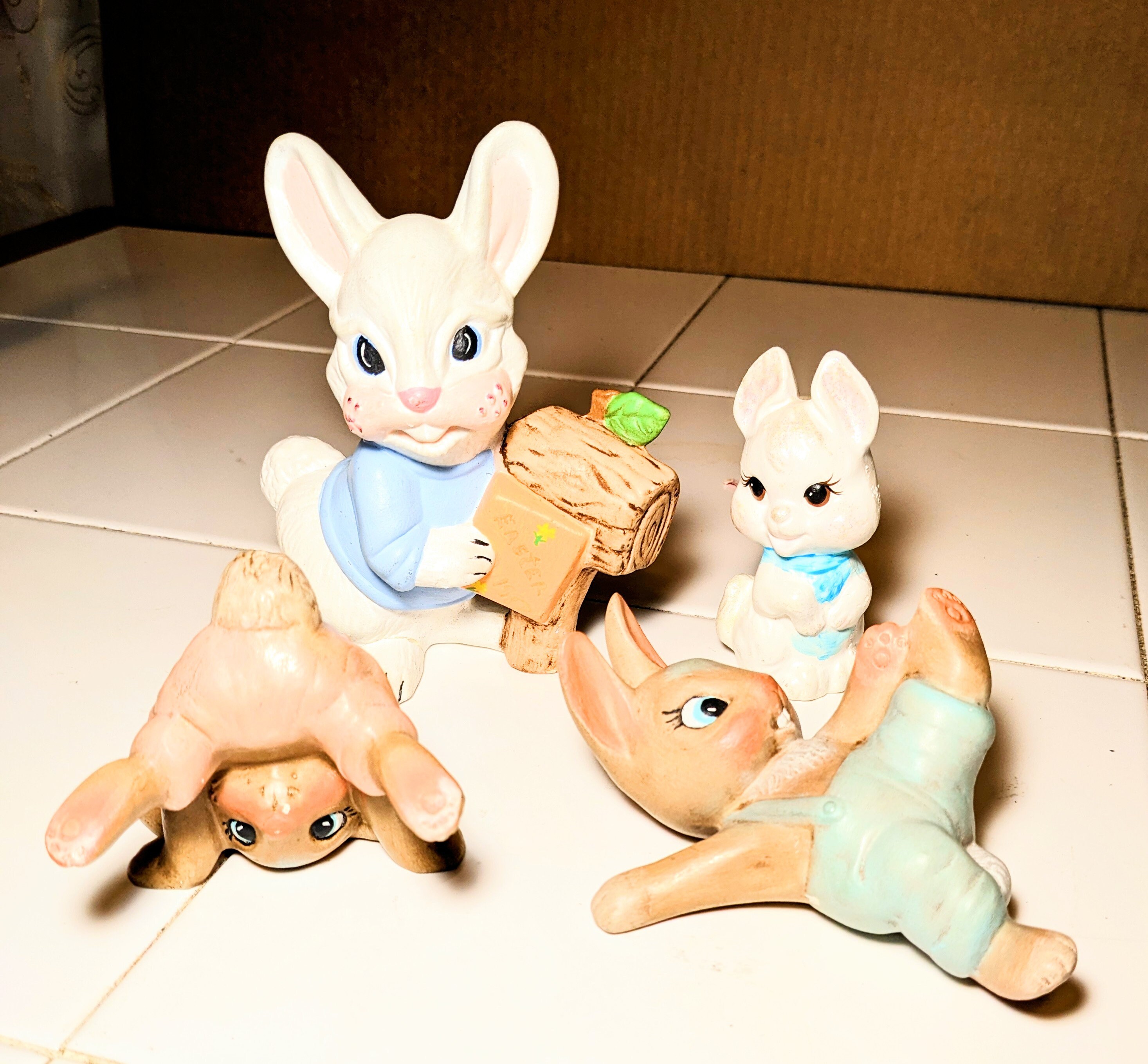 Baby Bunny Figurines Knick Knack Style Easter Seasonal Decor Etsy