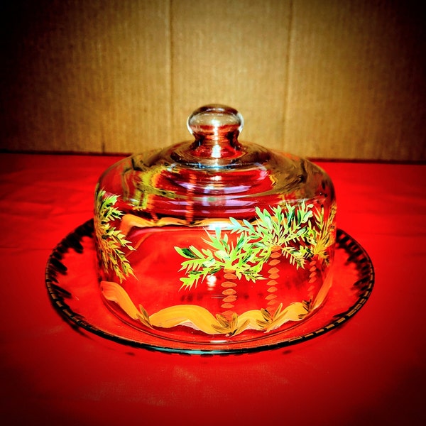 Vintage Hand Painted  Cake Dome - dinnerware decor