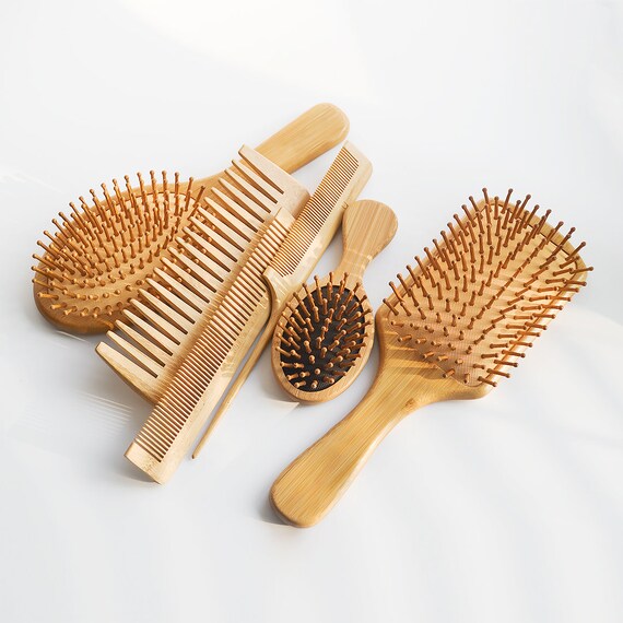 Hair Brush Gift Set 6 in 1 Bamboo Paddle Hairbrush Tooth Etsy UK