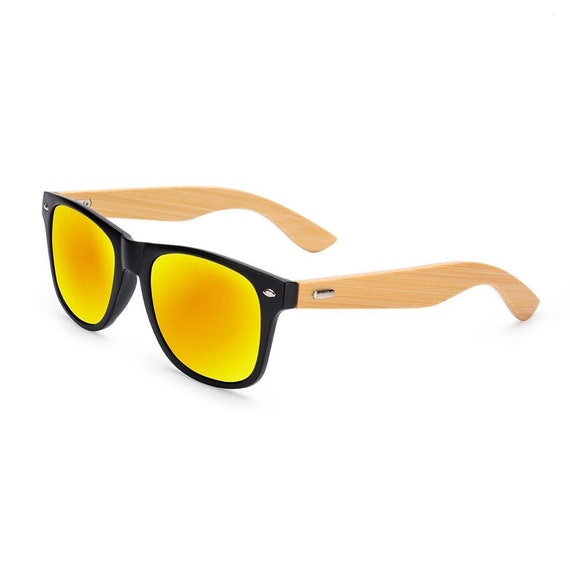 Bamboo Sunglasses Polarised Glasses Retro Black Frame Etsy UK