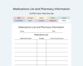 Digital Medication Tracker and Prescription Log | Pharmacy Info & Health Care Organizer