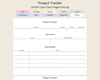Printable Project Tracker and Management Log | Digital Project Planning & Organizer PDF