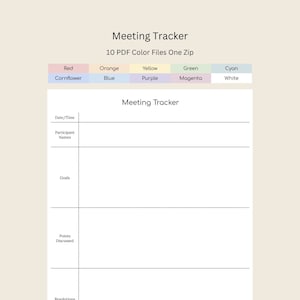 Meeting Tracker & Agenda Printable (Digital Download)