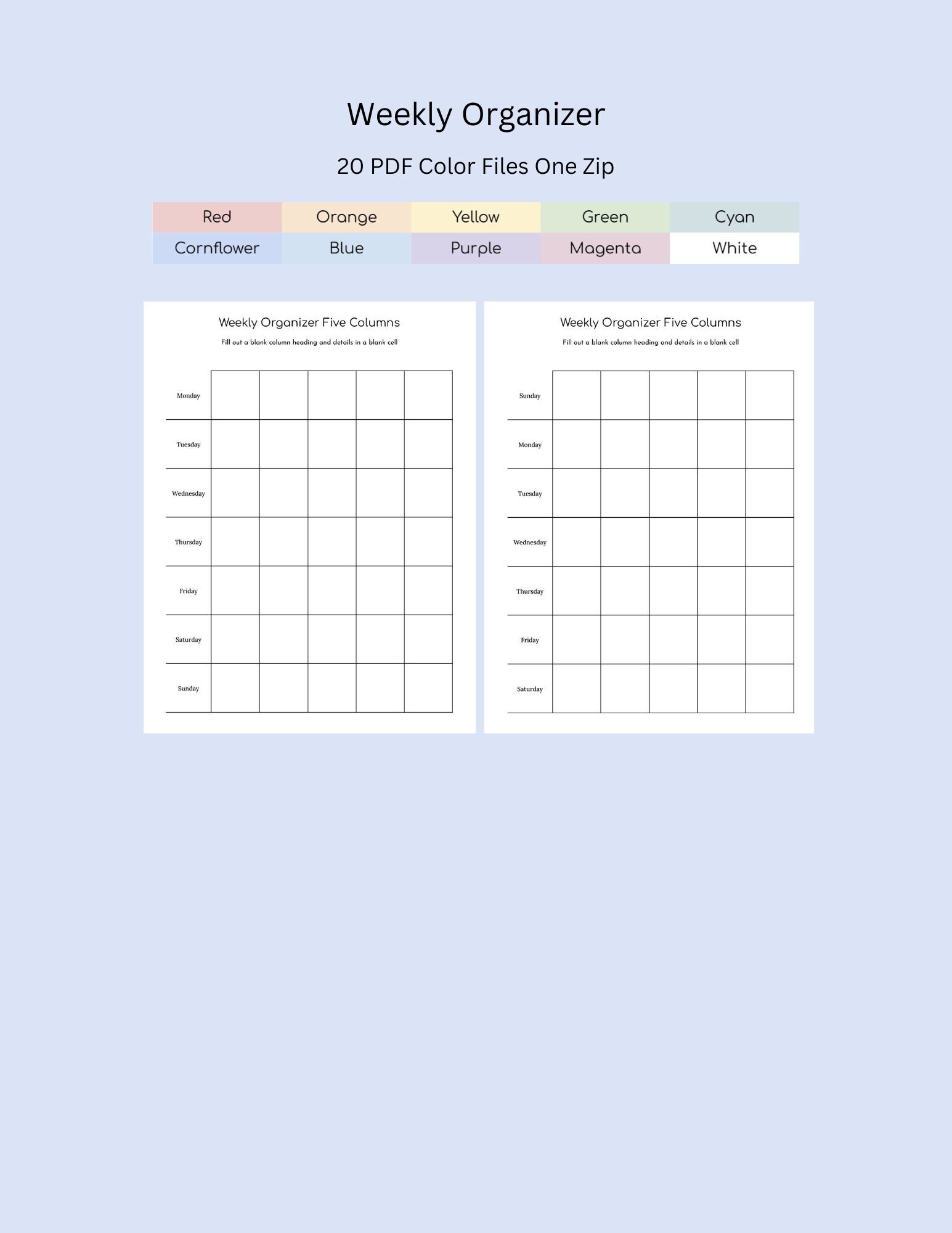 Organiser Weekly Rss Weekly Organizer, Weekly Schedule Log, Weekly Journal, Weekly Tracker ...