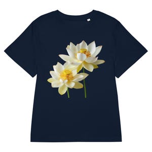 Lotus Flower T-Shirt aus Bio-Baumwolle für Frauen, gerippter Hals und umweltfreundliches T-Shirt