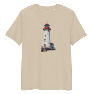 Eco-Friendly 19th Century Lighthouse Organic Cotton Unisex T-Shirt | Historical Sea Beacon Tee