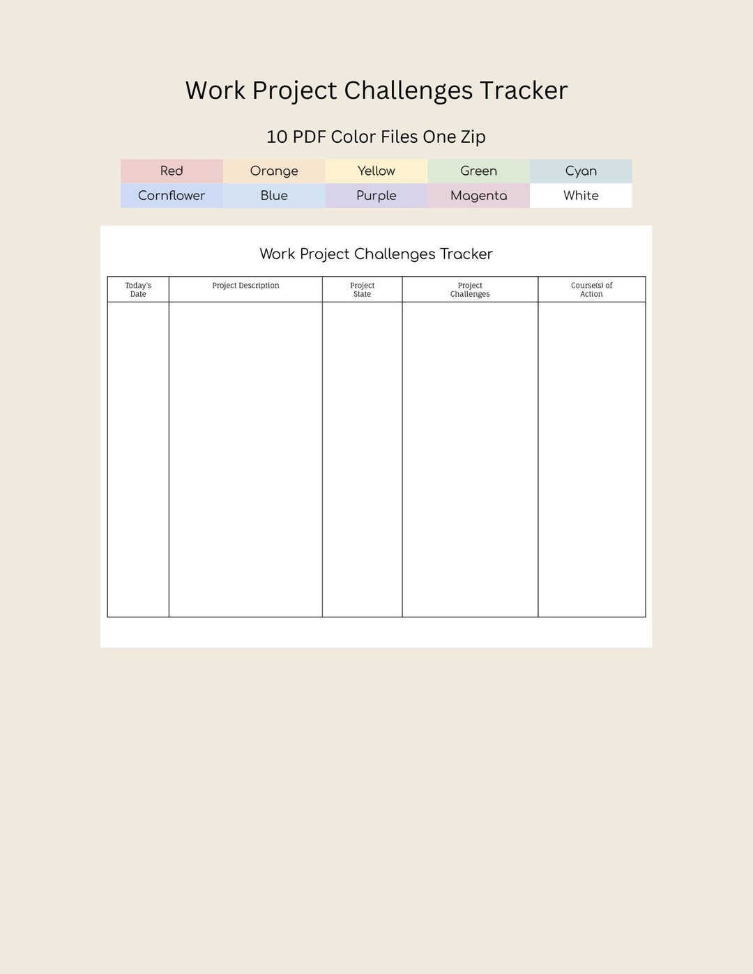 Work Project Challenges Tracker | Digital Issue Log & Problem-solving ...
