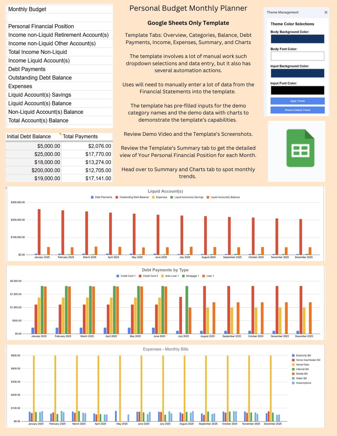 Google Sheets Monthly Budget Planner | Expense Tracker | Long-term ...