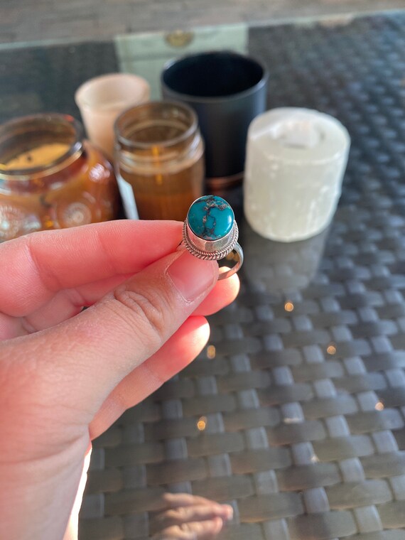 Sterling Silver Turquoise Ring - Size 8 - image 2