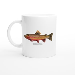 Fish Art Design Coffee Tea Mug Gift Idea for Anglers and Fishermen Natural History Design with Cutthroat Trout Ideal Christmas gift