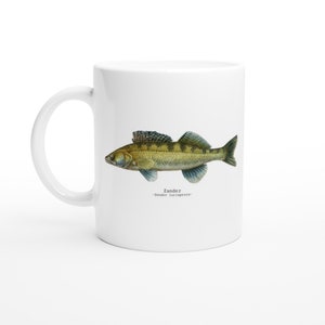 Fish Art Design koffietheemok Cadeau-idee voor vissers en vissers Natuurhistorisch ontwerp met snoekbaars Ideaal kerstcadeau