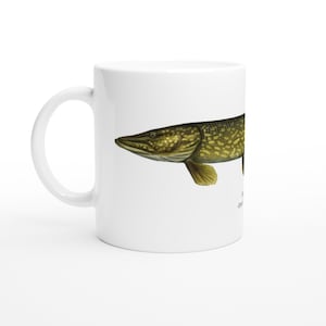Fish Design Coffee Tea Mug Ideal Gift Idea for Anglers and Fishermen - Pike
