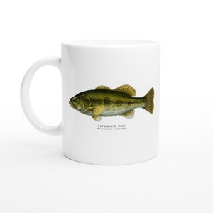 Fisch Kunst Design Kaffee Tee Tasse Geschenk Idee für Angler und Fischer Naturverlauf Design mit Forellenbarsch Ideales Weihnachtsgeschenk