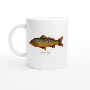 Fisch Kunst Design Kaffee Tee Tasse Geschenk Idee für Angler und Fischer Naturverlauf Design mit Karpfen Ideales Weihnachtsgeschenk
