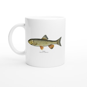Fish Art Design Coffee Tea Mug Gift Idea for Anglers and Fishermen Natural History Design with Chub Ideal Christmas gift