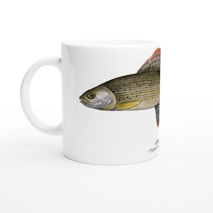 Fish Design Coffee Tea Mug Ideal Gift Idea for Anglers and Fishermen - Grayling