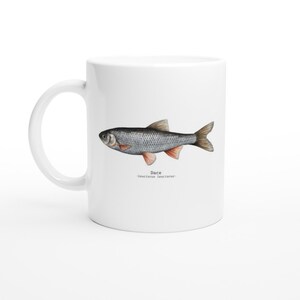 Fish Art Design Coffee Tea Mug Gift Idea for Anglers and Fishermen Natural History Design with Dace Ideal Christmas gift