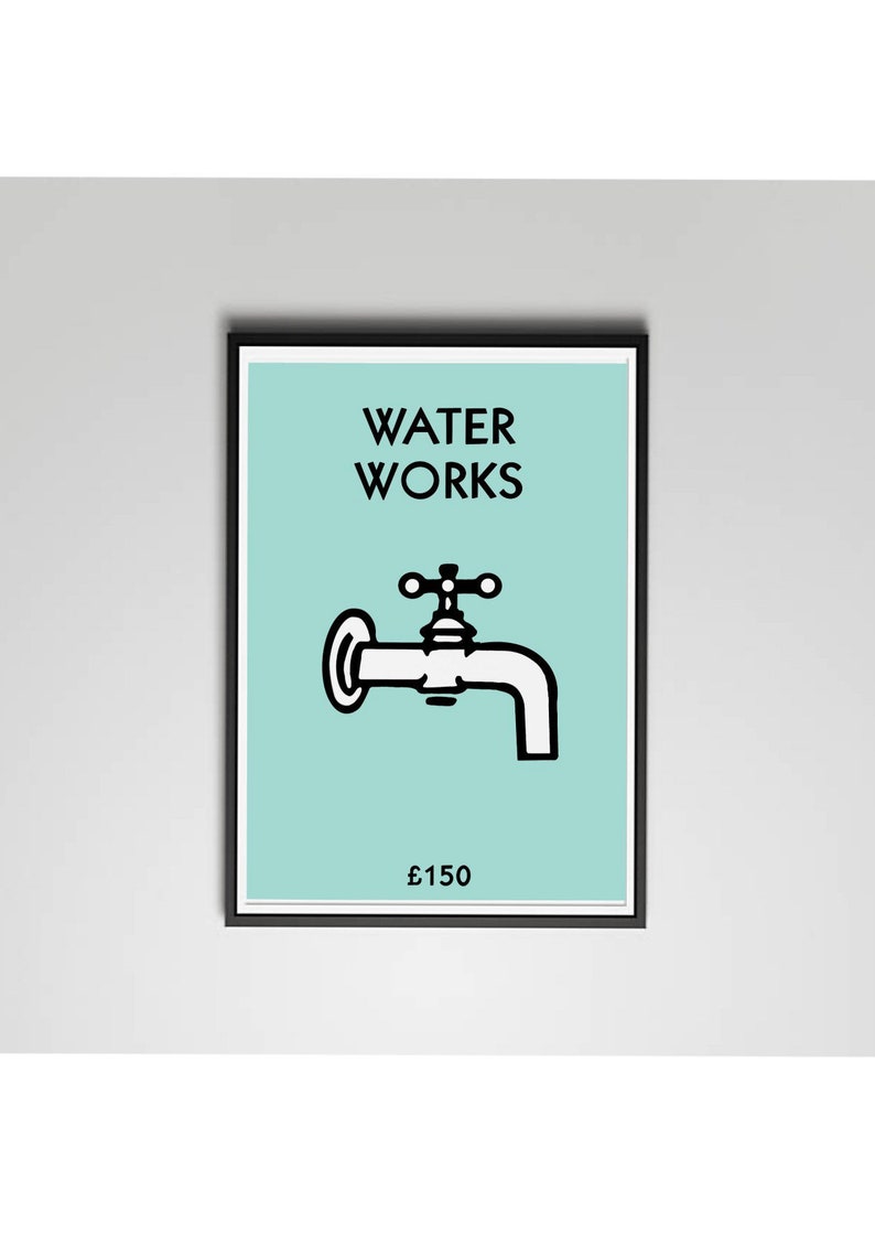 Monopoly Water Works Print Etsy