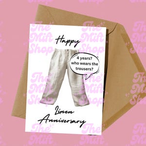 Tarjeta de aniversario de boda del cuarto año - Lino
