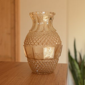 Vintage Glass Vase in Light Amber Color