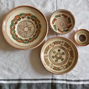 Vintage Horezu Pottery Wall Plate | Traditional Folk Plate from Transylvania | Vintage Romanian Clay Plate