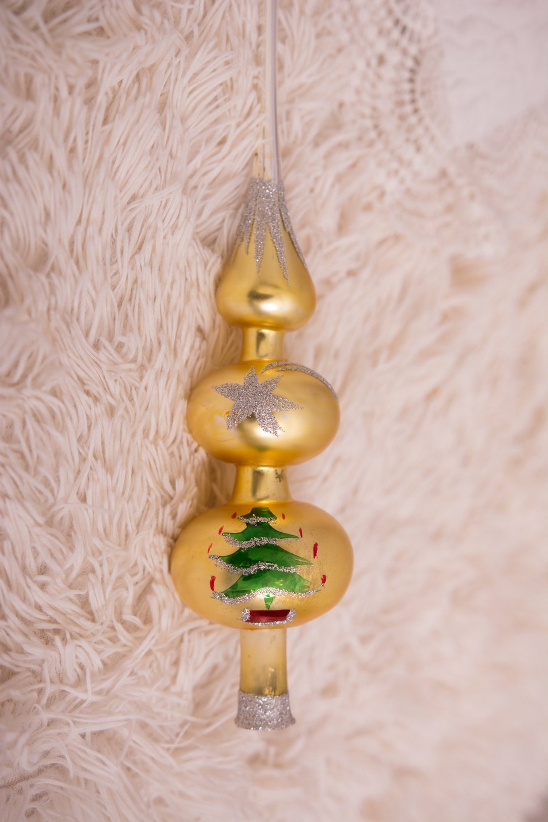 Vintage Glass Christmas Tree Topper Hand Blown Glass Etsy