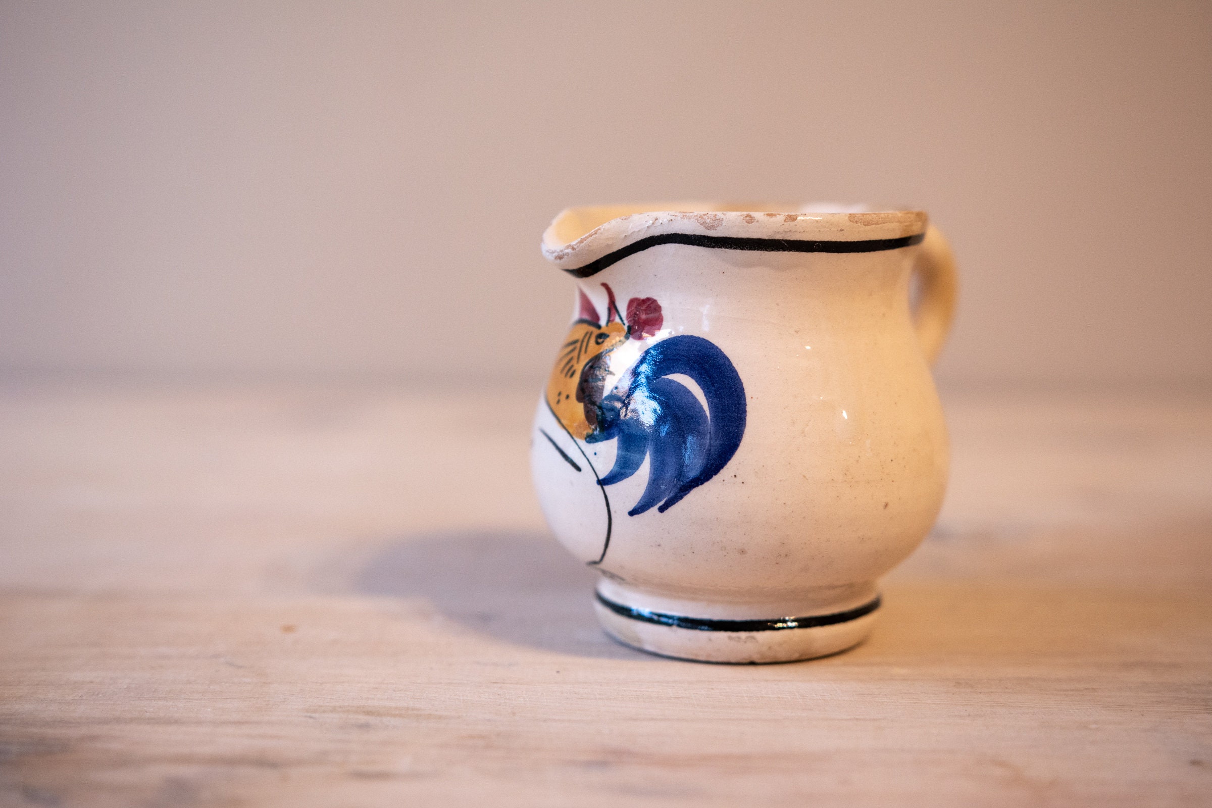 Antique Italian Jug With Rooster Motif Old Clay Mug From Italy Hand ...