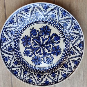 Vintage Large Pottery Wall Plate | Blue Korond Wall Plate | Transylvanian Folk Plate