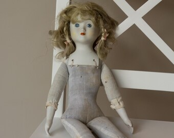 Antique Porcelain Doll Parts | 17.7 Inch Damaged Doll for Reuse