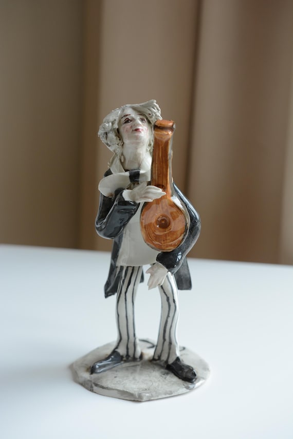 Vintage Porcelain Musician Figurine | Zampiva Style, Hand-painted