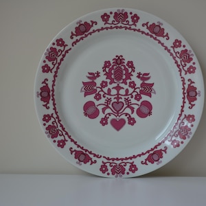 Vintage Porcelain Alfoldi Wall Plate | Hand Painted Purple Flowers from Hungary