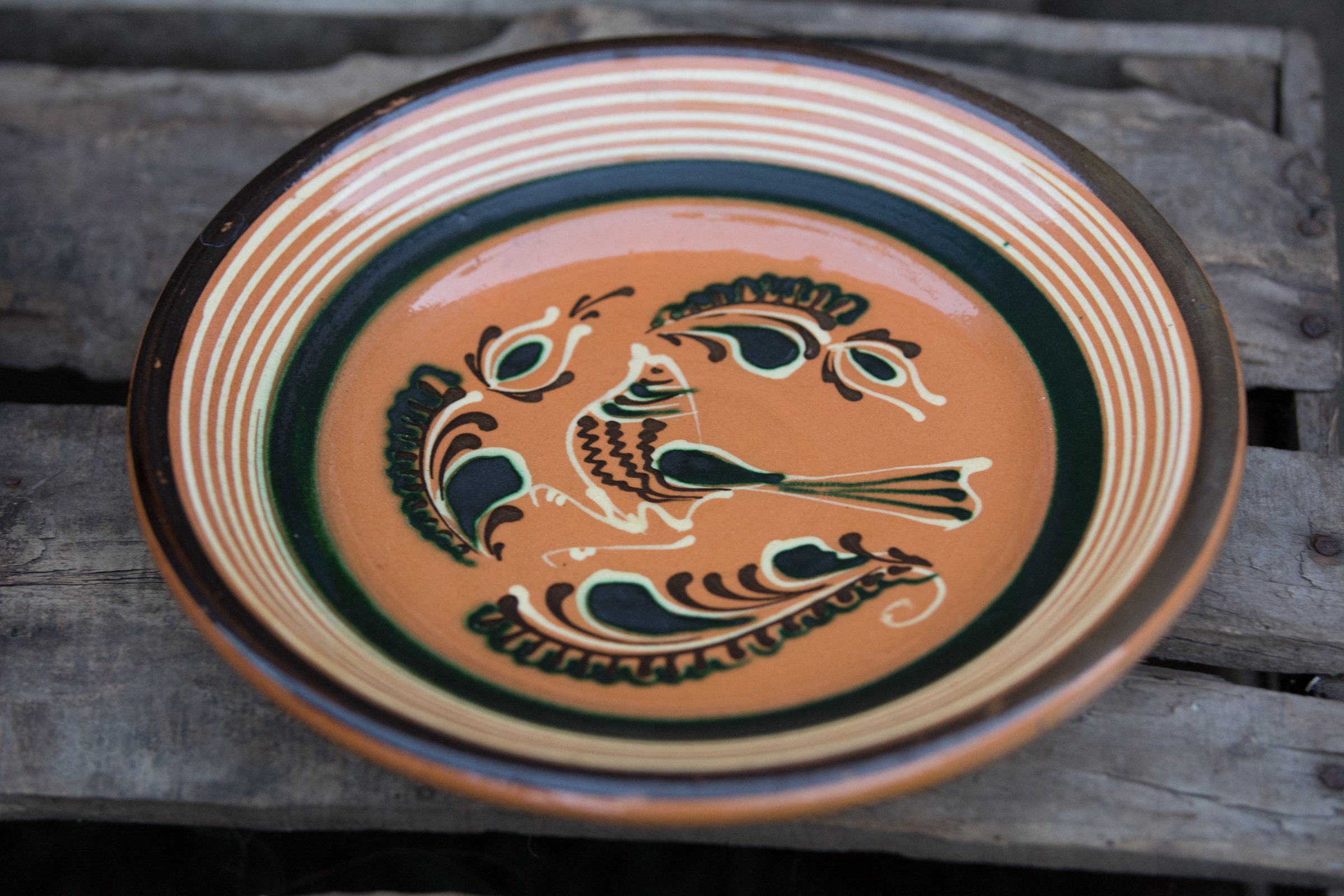 Vintage Large Pottery Wall Plates Hand Painted Flowers and Etsy