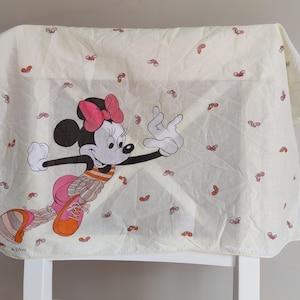 Sciarpa in cotone stampata Disney Minnie Mouse / Bandana Minnie Mouse dall'Italia / Colori giallo pallido e rosa