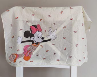 Vintage Minnie Mouse Cotton Scarf | Pale Yellow Disney Bandana, Made in Italy
