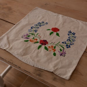 Vintage Hungarian Hand Embroidery Pillow Case | Hungarian Floral Cotton Pillow Case from the 70s