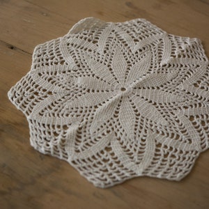 Vintage White Crochet Doily |  Round Cotton Doily