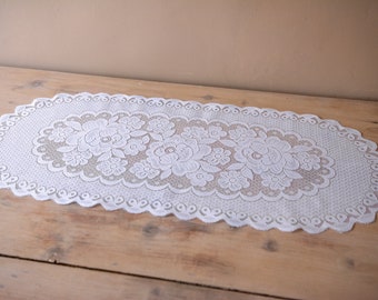 Vintage Oval Lace Doily with Floral Pattern