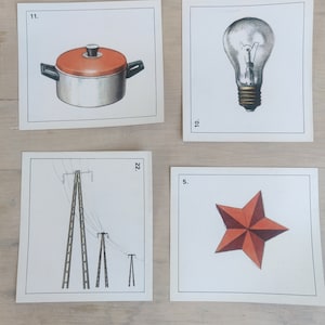 Illustrazione d'epoca a tema sovietico / Arte originale d'epoca incorniciabile / Grafica d'epoca dall'Ungheria / 7x8,3 pollici / 4 pezzi