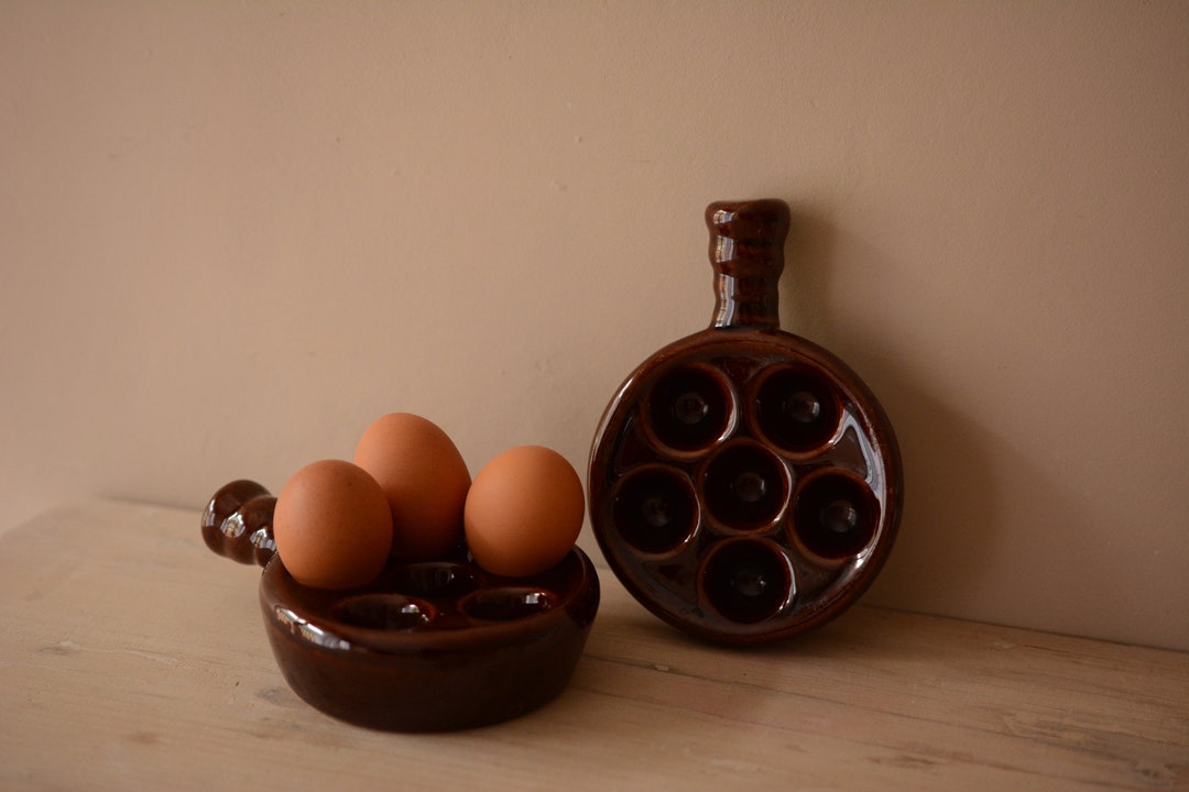 Vintage Pottery Escargot Dishes Set Brown Pottery Snail Etsy