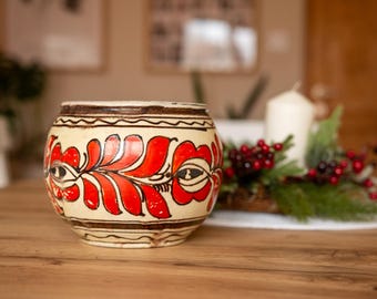 ミスカ ハンガリー民芸陶器ワインピッチャーとワインカップ 3 個