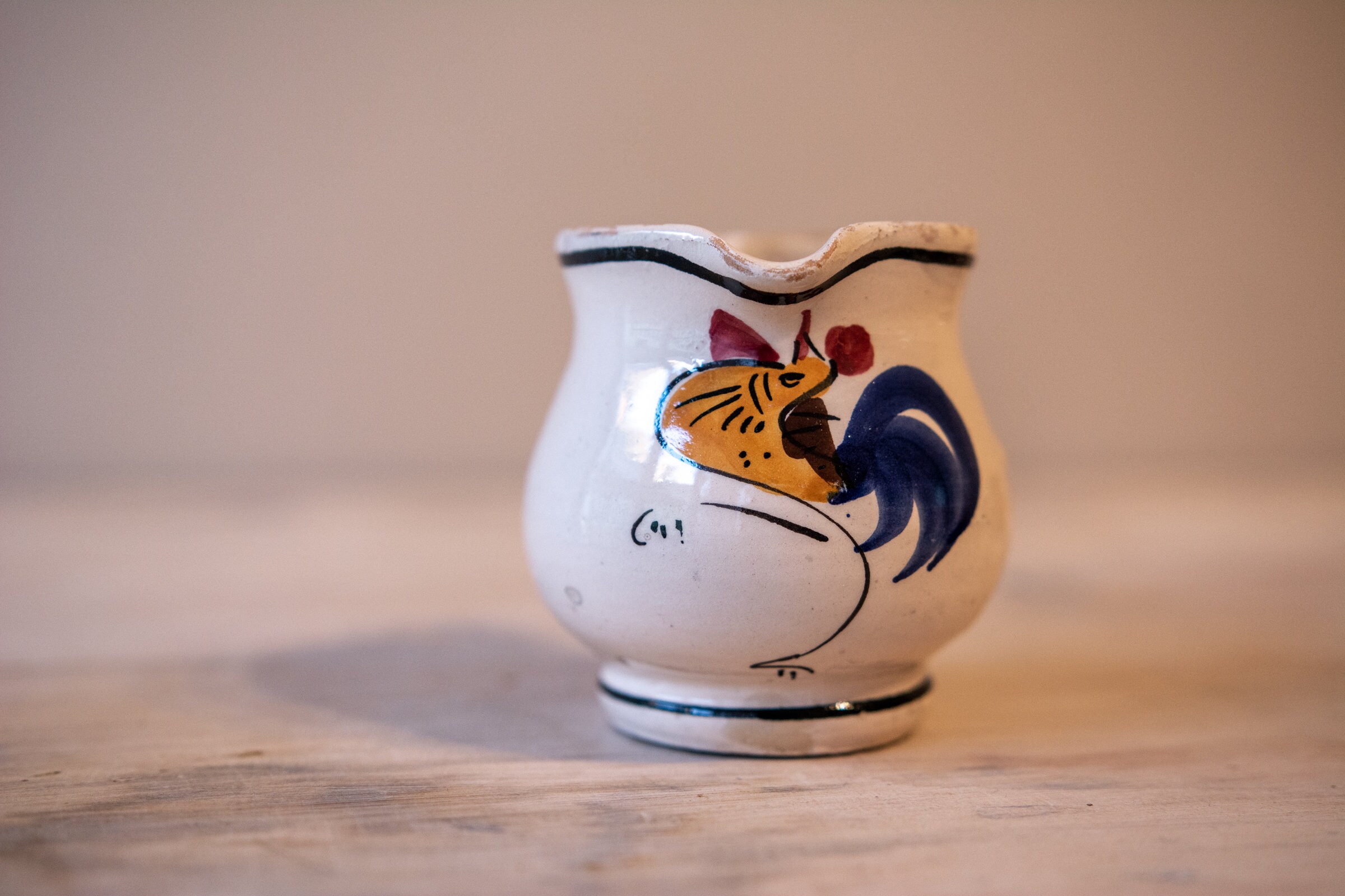 Antique Italian Jug With Rooster Motif Old Clay Mug From Italy Hand ...